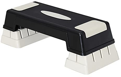HOMCOM Stepper Professionale da Aerobica Fitness in Plastica 71 x 28 x 12.5cm/17.5cm/22.5cm Nero e Grigio