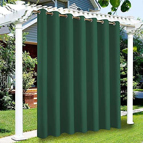 ele ELEOPTION Rideaux d'Extérieur Imperméables, Protection Anti-UV Coupe-Vent avec Oeillets, Rideaux Intérieur et Extérieur pour Pergola Jardin, Cour, Balcon (1 Pièces, Vert Foncé, 254 x 213 cm)