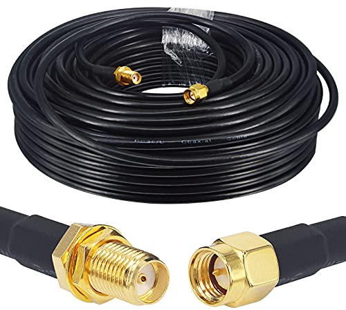Boobrie Verbessertes RG58-Koaxialkabel, 30 m, SMA-Stecker auf Buchse, 50 Ohm, Verlängerung für GPS-Antenne 3G 4G LTE WiFi und bidirektionales Radio (nicht für TV)