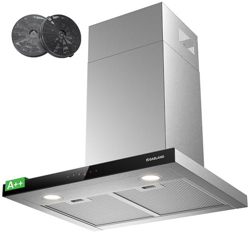 Gasland TR60SS Dunstabzugshaube 60cm Umluft, Leise Dunstabzugshauben Abluft EEK A++ 881 m³/h Aktivkohlefilter, 4 Stufen Touch Control Wandmontage abzugshaube mit Filter Edelstahl Silber