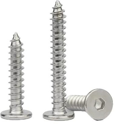 Selbstschneidende Holzschraube mit flachem Kopf aus Edelstahl, Inbusschrauben mit metrischem Gewinde, Silber, M3,5x35mm,50 Stk