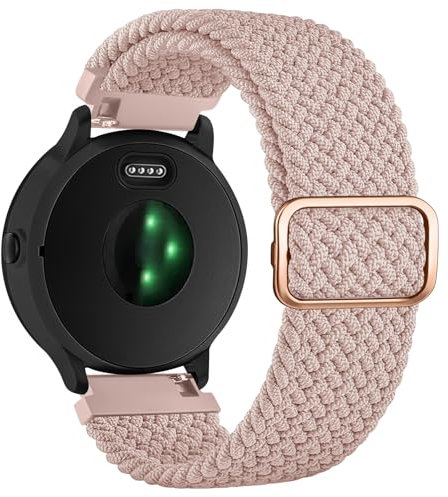 Wanme Bracelet Compatible pour Garmin Vivoactive 5/Venu/Venu 2 Plus, Élastique en Nylon Tressé Réglable Bracelet de Remplacement pour Garmin Vivoactive 3, Rose