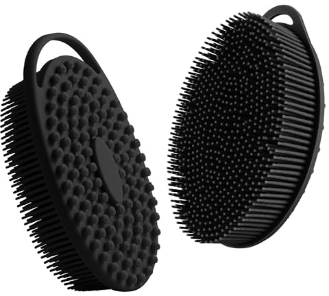 Silicone Body Scrubber,Silicone Face Scrubber,Black 1 Pc,BodySilicone ShowerScrubber,Shower Loofah,Bathing Accessories