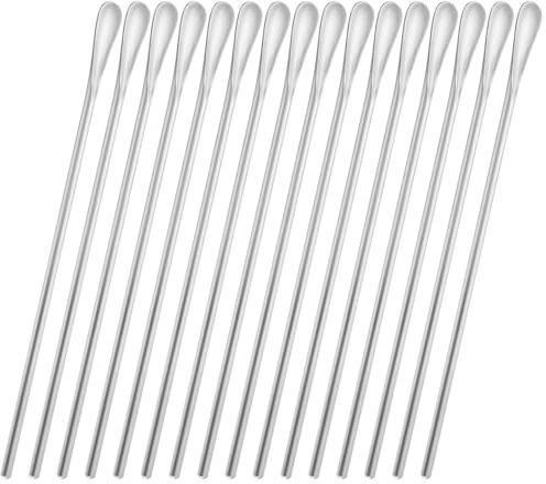 luvtree Lot de 16 cuillères à café réutilisables en acier inoxydable de 21,8 cm - Cuillères à café, cocktail et thé glacé réutilisables - Passe au lave-vaisselle