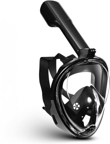 TravelHawk Schnorchelmaske Erwachsene - L/XL - Tauchermaske Vollgesichtsmaske mit 180° Sichtfeld und Kamerahalter Taucherbrille mit Schnorchel Full Face CO2 Safe Anti-Fog Snorkeling Mask - Schwarz