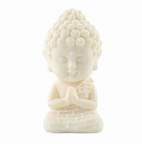 Iyulania Mini Praying Baby Buddha Statue, 3.15 Inch Cute Meditating Decorative Figurine for Desk, Shelf, Car Dash