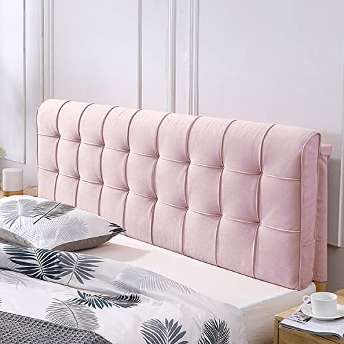 Samtgepolstertes Kopfteilkissen für Wandkissen, rosa, übergroßer und abnehmbarer Schonbezug, Rückenlehnenstützkissen für Bett, einfarbiges Kopfteil mit 150 cm Kopfteil