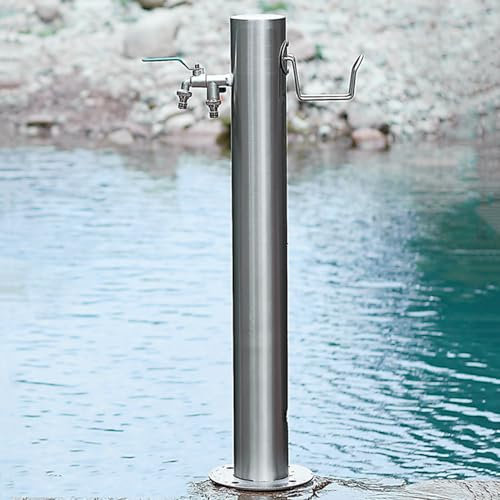 50/86cm Outdoor Faucet Antifreeze Water Column, Freestanding Hose Stand with Tap and Stainless Steel Inner Tube, Weatherproof Water Feature Fountain, Side or Ground Water Inlet