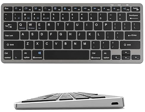 ZIZIS Teclado Bluetooth Inalámbrico Español – Compatible con iOS, Android y Windows para iPad, iPhone, Samsung, Huawei, Lenovo, Tablets y Otros Dispositivos (Plata)