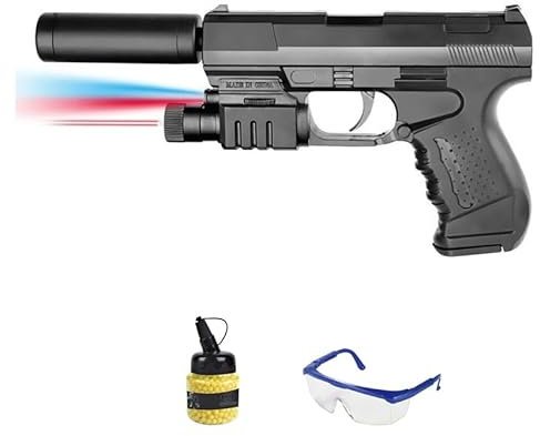 Pistola Vigor V041A con silenciador Muelle (6mm) + biberon 0,12g + Gafas | Arma de Airsoft de Aire comprimido. Pistola de iniciación.