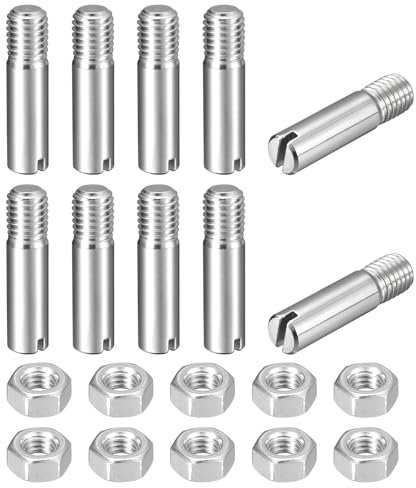 sourcing map 10 perni cilindrici con intaglio, M10 x 40 mm, in acciaio inossidabile 304, con filettatura esterna, viti con scanalatura con dado per installazione di mobili e armadi (GB878)