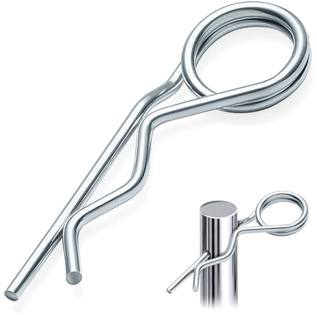 Nasxkji 20 Pieces R Clips 2×50 mm Cotter Pins Double Loop Spring Pins for Tractors Lawn Mowers Agricultural and Outdoor Equipment