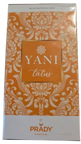Prady Yani Tatus Eau de Toilette pour Femme, Parfum Orange et Blanc avec Motif Damassé, Collection Élégante
