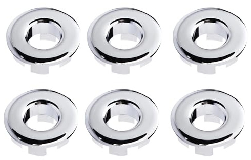 6 Pcs Silver Basin Sink Overflow Cover, Decorative Round Sink Overflow Ring, Drain Cover Hole Insert for Family Bathrooms, Hotel Restrooms & Public Areas