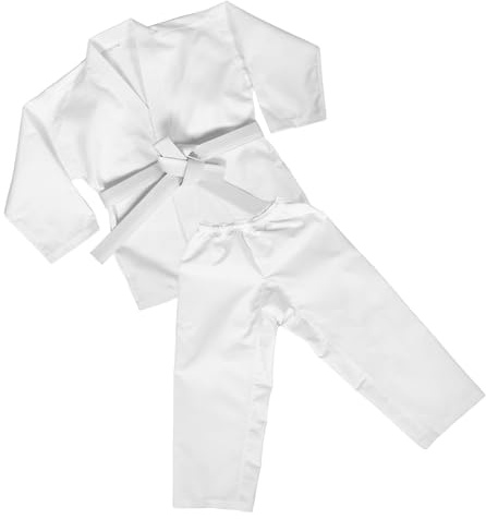LIFKOME Martial Arts Training Uniform Set with Belt and Adults Karate and Taekwondo White Thick Fabric Student Karate Suit