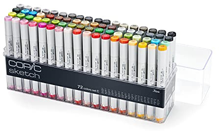 COPIC skissfärgad markörpenna – set med 72 C, för konst och hantverk, färgning, grafik, highlighter, design, anime, professionella och nybörjare, konsttillbehör och målarböcker
