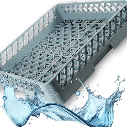 Kerafactum Spülkorb 50x50 cm aus BPA-Free Kunststoff grobe Struktur, graublau Spülmaschinenkorb für Utensilien, grobmaschig, stapelbar, erweiterbar universell für Gastro Spülmaschine All Purpose Rack