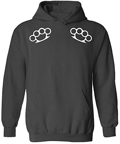 Knuckle Dusters Traditional Tattoo Style Unisex Pullover Hoodie Charcoal Grey (L)