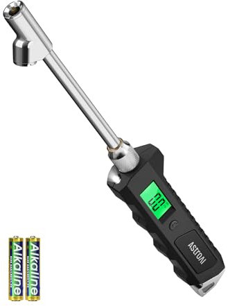 AstroAI Digital Tyre Pressure Gauge, 230 PSI RV Heavy Duty Dual Head Stainless Steel Made for Truck Car with Larger Backlit LCD and Flashlight