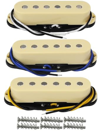 FLEOR Pickup Alnico 5 Pickup a bobina singola Pickup al manico/centrale/ponte per chitarra color crema per chitarra elettrica ST Squier