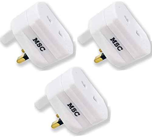 MSC - UK 2 pin to 3 pin Shaver plug adaptor uk/Toothbrush adapter plug uk / 1a eu to uk plug adapter/european to uk plug adaptor 2pin plug Travel adapter Converter (EU) SD 3pc
