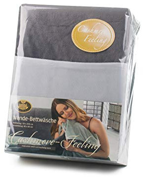 Gözze - Wendebettwäsche, Cashmere-Feeling, Bettbezug: 135 x 200 cm, Kissenbezug: 80 x 80 cm, Mikrofaser - Anthrazit/Silber