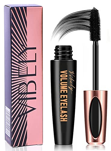 KlsyChry 4D Silk Fiber Wimperntusche Wasserfest, Schwarz, Volumen, Länge und Wasserfestigkeit