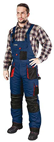 Leber&Hollman LH-FMNW-B_GBCXXL Formen Gefütterte Schutzlatzhose, Dunkelblau-Schwarz-Rot, XXL Größe