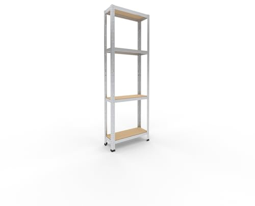 shelfplaza Home 180x60x23cm Schwerlastregal verzinkt mit 4 Böden x 175kg | Kellerregal · Lagerregal · Metallregal · Regale für Kellerraum · Steckregal · Abstellraum Regal