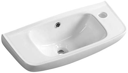 Lavabo colgante de cerámica, pequeño, color blanco, 51 x 22 cm