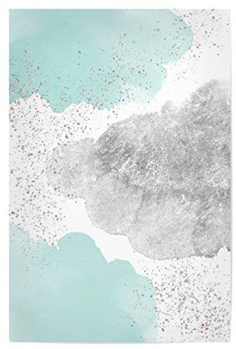 artboxONE Poster 75x50 cm Für Kinder Sparkling Watercolour Clouds - Silver Mint - Bild Silber aquarell funkelt