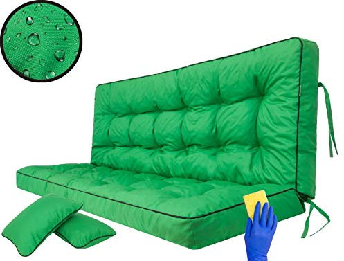 Cojín de asiento para banco de jardín, columpio, cojín de suelo, para columpio de Hollywood, exterior e interior, 120 cm, color verde
