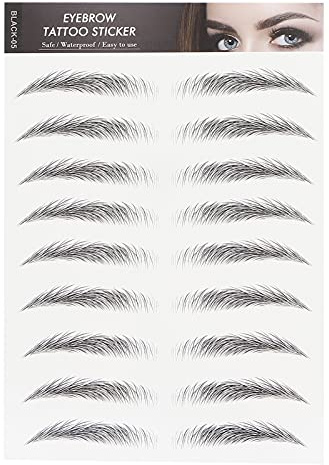 Augenbrauen Tattoo Aufkleber, Haarähnliche Augenbrauen Tätowierungen Aufkleber, Langlebiger Wasserdichter Natürlicher Falscher Augenbrauen Make up Aufkleber für Frauen Mädchen(SCHWARZ-05)