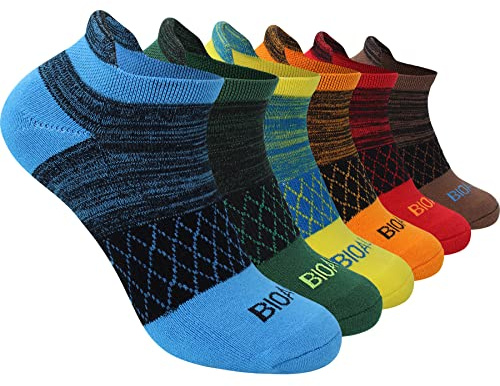 BIOAUM Men's Cushioned Cotton Ankle Socks, 6 Pairs Athletic Low Cut Running