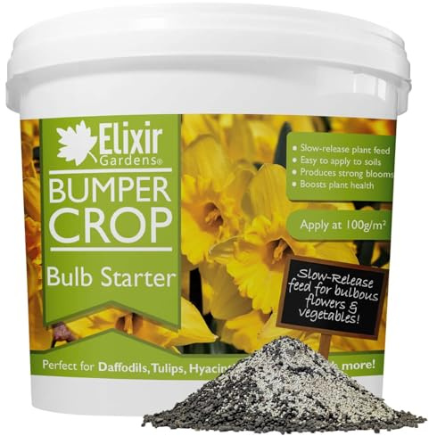 Bumper Crop Bulb Starter | Tulip, Daffodil, Hyacinth, Iris, Lily, Dahlia, Crocus & Begonia Feed & Flower Planting Fertiliser | 0.5kg Tub