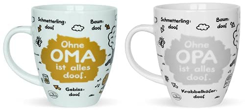 Sheepworld Geschenkset 45135 + 45136 Tasse Oma + Tasse Opa, Porzellan, 45 cl