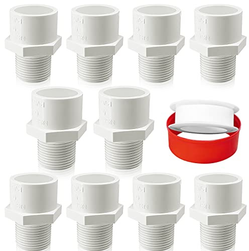 10Pcs White PVC Pipe Fittings, 1inch NPT Male Thread PVC Pipe Fitting Adapter Connector, PVC Pipe Coupling for Sch40 PVC Pipe, Socket x NPT Male