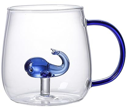 Rianpesn 3D-Tier-Kaffeetasse, Kaffee-Milch-Tee-Glasbecher, 380 Ml Transparente Trinkbecher Aus Glas, 3D-Tier-Glastasse, Cartoon-Kaffeetasse, Beste Weihnachtsgeschenke Für Freunde Und Kinder