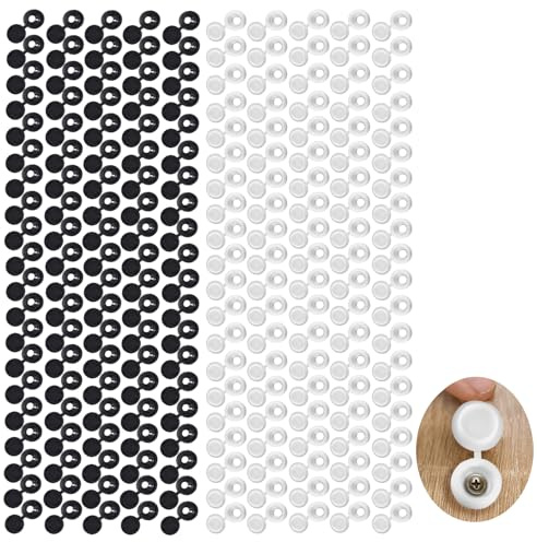 DALAETUS 200 Piezas Tapa de Tornillo de Plástico, Cubiertas de Tornillos, para Protección y Decoración (Negro y Blanco)