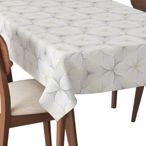 HEKO PANELS Tischdecke 140 x 250 cm Abwaschbar Tischtuch Gartentischdecke Fleckschutz Wasserabweisend Tafeldecke Blumen Geometrisch