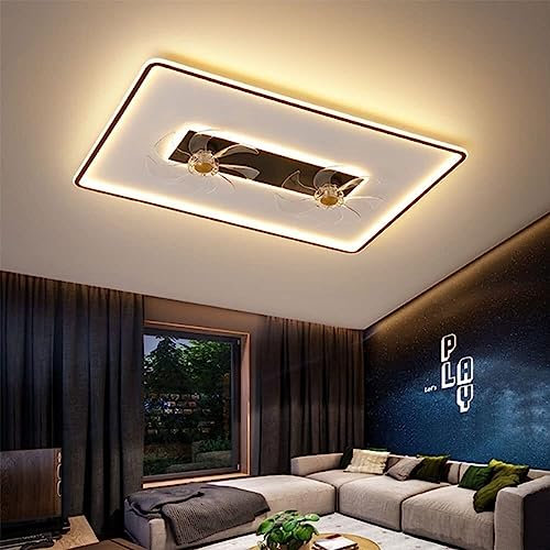 Chandeliers ceiling light Living Room Fan ChandelierBedroom Ventilator Lamps Invisible Fan Ceiling Lamp Large Ceiling Lights with Control Ceiling Lights (Black)