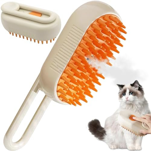 Katzenbürste Mit Dampf,3 In 1 KatzenbüRste mit Dampf,Steamy Brush Katze,Mit Wasser Katzen Dampfbürste,Multifunktionale Hundedampfbürste Für Katzen Und Hunde Zur Haarentfernung