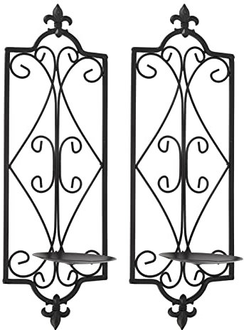 Hängender Wandkerzenhalter aus Eisen, Klassisch und Schön, für Schlafzimmerdekoration, Wandkerzenleuchter-Set, 2-teilig