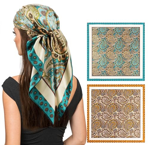 vimate Kopftuch für Frauen-35“ Quadrat Seide Gefühl Satin Schal Seidentuch für Haar Wrapping und Schlafen in der Nacht.
