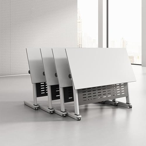 Mobiler Trainingstisch mit Rollen, Klappdeckel, Seminar-Tisch, Meeting-Tisch, moderner Büro-Klapptisch, Konferenztisch, abgerundete Ecken, Design für Büro, Klassenzimmer – starke Metallbeine