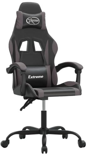 vidaXL Gaming Stuhl Drehbar Chefsessel Bürostuhl Drehstuhl Sportsitz Bürosessel Schreibtischstuhl Computerstuhl Schwarz Grau Kunstleder