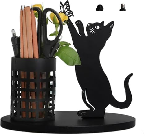 Katzen-Stiftehalter – Kreativer Make-up-Pinselbecher | Stifthalter | Schreibtisch-Organizer | niedlicher Stifthalter | Schreibtisch-Katzen-Stifthalter | Make-up-Pinsel-Stiftbecher | Heimdekoration für