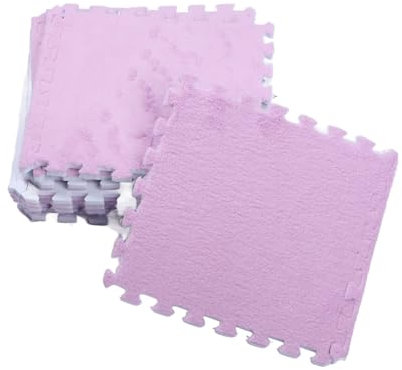 10pcs Plush Puzzle Foam Floor Mat Soft Interlocking Square Foam Tiles Area Rug for Living Room Bedroom Decor Plush Game Mat Soft Climbing Area Carpet (Purple)