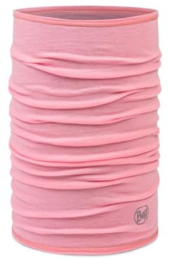 Buff Merino lättviktig dam vuxen halsduk, multifunktionell halsduk 100% merinoull, vandring, utomhus, hållbar, lätt, tunn, en storlek, rosa
