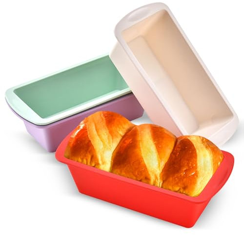 Fsaklaskdy 4 Pezzi Stampo Plumcake, Small Mini Silicone Tortiera Rettangolare, 19.5 × 9.5 × 5.5cm Antiaderente Stampi per Dolci, Stampo Plumcake Piccoli per Fare il Pane e Plumcake Forno e Microonde